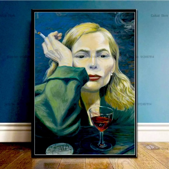 Free People Vintage ART Joni Mitchell boho wall hanging print canvas giclee - Picture 2 of 2